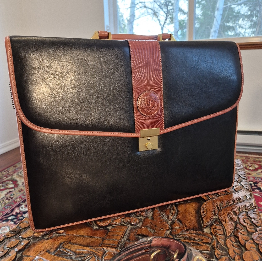 PERLINA NEW YORK Vintage 90s Leather Executive Briefcase NWOT